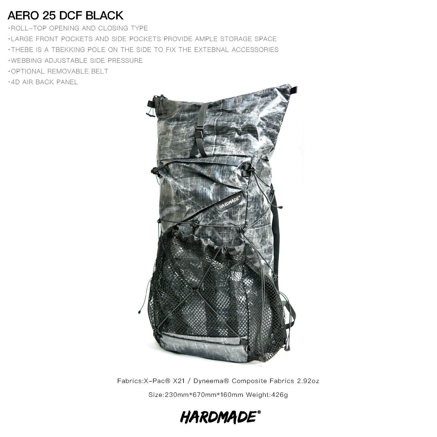 AERO 25L Ultralight Backpack DCF 2.92oz (426g)