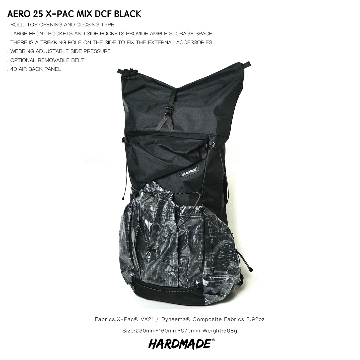 AERO 25L Ultralight Backpack X-PAC VX21 Mix DCF 2.92oz (353g)